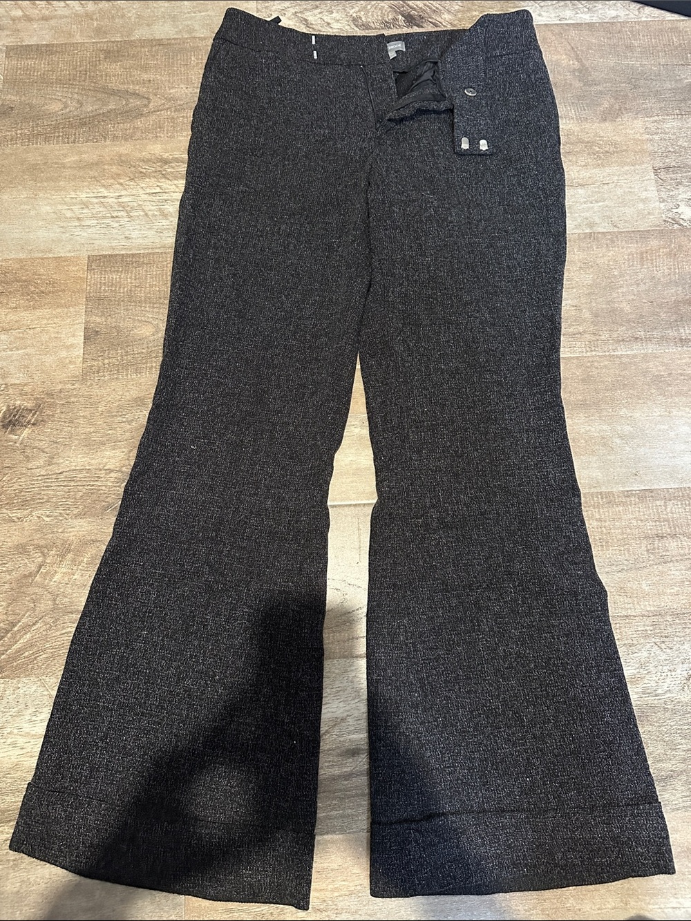 Dark Charcoal Tweed Flared Dress Pants